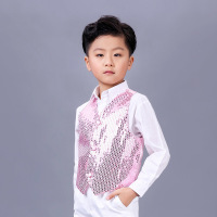 迪鲁奥(DILUAO)儿童亮片马甲六一学生街舞爵士舞演出服舞台服装马甲女男童表演服