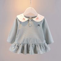 迪鲁奥(DILUAO)女童裙子0-3岁女宝宝秋装婴儿洋气娃娃领T恤婴幼儿秋装连衣裙