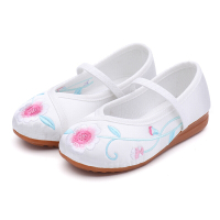 迪鲁奥(DILUAO)老北京儿童布鞋汉服唐装女童绣花鞋中国风古装古风透气小白鞋凉鞋