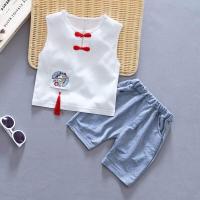 迪鲁奥（DILUAO)男童唐装中国风夏装2021新款 儿童汉服背心宝宝夏季套装复古两件套