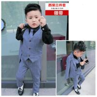 迪鲁奥(DILUAO)男童西装套装2021新款春秋马甲三件套帅气中大童时尚韩版中童英伦