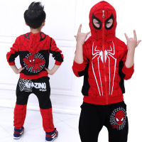 迪鲁奥(DILUAO)童装儿童套装男童蜘蛛侠衣服秋装中小童长袖卫衣马甲裤子三件套卡通男孩运动服