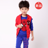 迪鲁奥（DILUAO)童装儿童蜘蛛侠衣服男童套装秋装新款中小童运动服卡通马甲卫衣裤子三件套3-11岁小孩服装