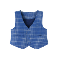 迪鲁奥(DILUAO)男童马甲格纹纯棉无袖外套上衣马甲外套英伦风马夹10290436