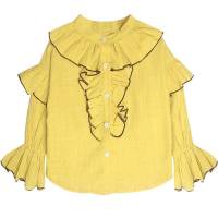 迪鲁奥(DILUAO)女童衬衫2021秋季新款荷叶边喇叭袖洋气百搭中大童装上衣儿童衬衫