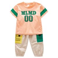 迪鲁奥(DILUAO)女童夏季套装2021新款韩版洋气儿童短袖T恤休闲裤时髦两件套