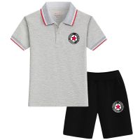 迪鲁奥(DILUAO)男童套装2021新款夏装中大童童装短袖T恤翻领polo衫儿童套装男夏