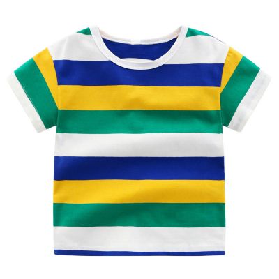 迪鲁奥(DILUAO)男童短袖T恤纯棉条纹2021新款儿童夏季上衣中大童装小孩半袖体恤