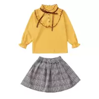迪鲁奥（DILUAO)女童春夏装套装2021新款时髦韩版中大儿童时尚洋气衬衫两件套潮衣