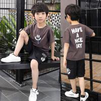 迪鲁奥(DILUAO)童装男童夏装套装男孩5儿童6夏季7短袖8休闲10韩版大童两件套12岁 咖啡色笑脸T恤+短裤