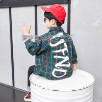 迪鲁奥(DILUAO)男童格子衬衫秋装2021新款中大童长袖休闲衬衣儿童装帅气薄款