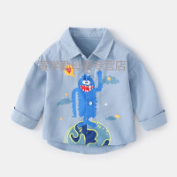 迪鲁奥(DILUAO)男童衬衫长袖春秋小童纯棉新款秋装宝宝卡通童装衬衣儿童上衣秋男
