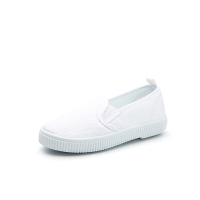 迪鲁奥(DILUAO)儿童小白鞋小学生校园白色球鞋幼儿园表演鞋女童魔术贴室内帆布鞋