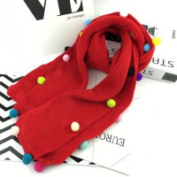 迪鲁奥（DILUAO)儿童毛线围巾秋冬天 童针织保暖围脖童韩版 时尚小孩宝宝脖套 红色 (围巾长约135cm) 参考