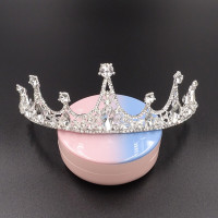 迪鲁奥(DILUAO)儿童皇冠饰公主演出配饰花童宝宝王冠女童韩版水钻头饰 银色