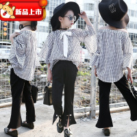 迪鲁奥(DILUAO)新款春装儿童女童母女装亲子装格子衬衫中大童装中大童韩版裤女孩套装 图片色