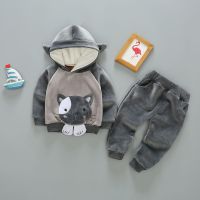 迪鲁奥(DILUAO)童装新款秋冬装小童男女宝宝0-4岁儿童两件套冬装加绒套装潮