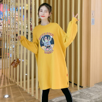 迪鲁奥(DILUAO) [200斤以内穿]大码孕妇装秋季新款2021韩版孕妇时尚秋装上衣印花卫衣+孕妇裤两件套