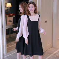 迪鲁奥(DILUAO) 孕妇装2021秋冬珊珊同款假两件网红针织大码连衣裙修身显瘦外出孕妇裙