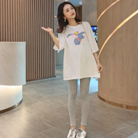 迪鲁奥(DILUAO) 孕妇装夏季新款小飞象宽松时尚短袖T恤上衣大码孕妇套装两件套