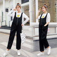 迪鲁奥（DILUAO)孕妇装秋装纯棉背带裤套装秋季休闲裤子时尚秋款潮妈新款外穿宽松