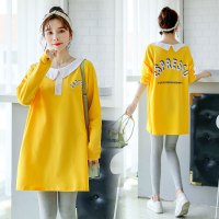 迪鲁奥(DILUAO)孕妇装秋装纯棉长袖T恤新款秋装时尚款怀孕妈妈穿的衣服宽松中长款上衣