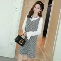 迪鲁奥(DILUAO)孕妇装2021秋冬新款千鸟格孕妇裙两件套喇叭袖孕妇装