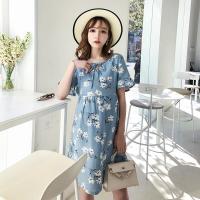 迪鲁奥(DILUAO) 孕妇夏装连衣裙2021新款孕妇装春夏中长款时尚韩版宽松潮妈孕妇裙 蓝色