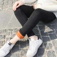 迪鲁奥（DILUAO) 孕妇裤子孕妇休闲裤2021新款春秋季潮妈托腹裤子女秋春季加绒小脚长裤 黑色