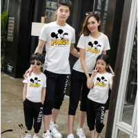 迪鲁奥(DILUAO)亲子装 2021新款亲自装夏装一家三口家庭装母子母女父子装情侣装短袖T恤B437-12 白色