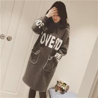 迪鲁奥(DILUAO)孕妇加绒外套中长款 孕妇连帽外套裙 孕妇装秋冬连帽外套宽松大码孕妇外套b1019- 深灰色