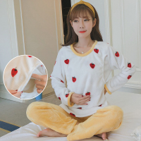 迪鲁奥（DILUAO)孕妇睡衣秋冬加绒怀孕期 哺乳睡衣 珊瑚绒睡衣女哺乳 孕妇珊瑚绒睡衣b907-34