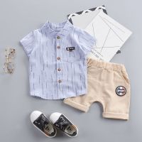 迪鲁奥(DILUAO)男童套装夏装 儿童套装婴幼儿童短袖衬衫宝宝小孩衣服两件套1-3-5岁F210-