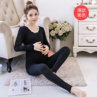 迪鲁奥（DILUAO)孕妇秋衣秋裤套装产后哺乳怀孕期喂奶美体睡衣保暖内衣冬 黑色 均码