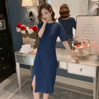 迪鲁奥(DILUAO)孕妇裙子夏装时尚上衣弹力显瘦辣妈连衣裙怀孕期纯棉短袖孕妇T恤