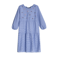 迪鲁奥(DILUAO)孕妇裙子秋季长袖上衣新款韩版中长款棉麻宽松A字裙秋孕妇连衣裙 蓝色