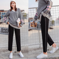 迪鲁奥（DILUAO)孕妇裤春秋时尚大码运动休闲裤怀孕期托腹哈伦束脚裤秋款孕妇裤子 黑色