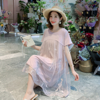 迪鲁奥(DILUAO)孕妇连衣裙夏装时尚2021韩版中长款绣花短袖A字裙宽松孕妇裙子夏