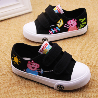 迪鲁奥(DILUAO)小猪佩奇鞋子女童帆布鞋鞋女童布鞋室内板鞋魔术贴3-4-5-6 岁