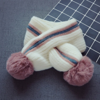 迪鲁奥(DILUAO)新款秋冬儿童毛线围巾1童宝宝加厚保暖围脖韩版2童毛球围巾 白色 5个月-12岁