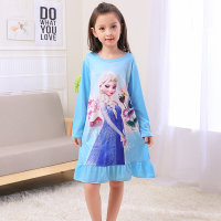 迪鲁奥(DILUAO)春季儿童长袖睡裙女童纯棉睡衣卡通白雪公主裙子冰雪奇缘秋季童装