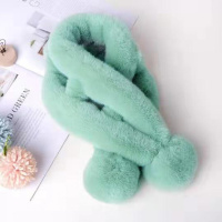 迪鲁奥(DILUAO)皮毛绒围巾防獭兔毛冬季可爱少女儿童通用保暖皮套头围脖毛领