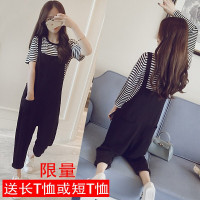 迪鲁奥(DILUAO)孕妇裤子夏季外出2021新款时尚孕妇背带裤两件套宽松孕妇装夏装休闲透气