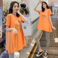 迪鲁奥(DILUAO)孕妇装夏装外出2021新款上衣T恤孕妇连衣裙中长款时尚潮妈孕妇套装夏季宽松透气孕妇裙子