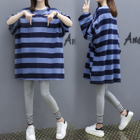 迪鲁奥(DILUAO)YXXM 孕妇装 2021夏新款秋冬韩版孕妇套装宽松条纹上衣+托腹裤两件套潮妈外穿孕妇套装 980