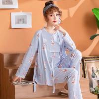 迪鲁奥(DILUAO)YXXM 孕妇装 2021夏季新款三件套月子服夏季薄款产后哺乳衣春秋怀孕期吸汗孕妇睡衣套装 330