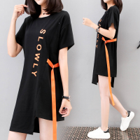 迪鲁奥(DILUAO)YXXM 孕妇装 夏季新款短袖中长款不规则个性休闲辣妈外出哺乳衣 1812 黑色