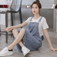 迪鲁奥(DILUAO)YXXM 孕妇装 新款孕妇时尚套装宽松外穿薄款吊带棉孕妇背带裤加T恤潮妈春夏季孕妇套装 58