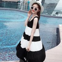 迪鲁奥(DILUAO)2021时尚孕妇装夏装孕妇裙子孕妇连衣裙无袖喂奶裙孕妇哺乳连衣裙装 黑白条纹-可哺乳 均码