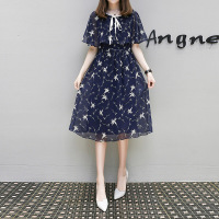 迪鲁奥(DILUAO)夏季孕妇连衣裙时尚韩版宽松大码雪纺短袖孕妇装夏装裙子百搭大摆碎花中长款孕妇裙子外穿怀孕期潮 图